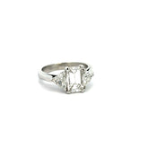 PLATINUM 2.01CT G SI1 EMERALD CUT DIAMOND/ 1.15CT G SI1 TRILLION 3 STONE ENGAGEMENT RING CERTIFIED BY GIA #11106537